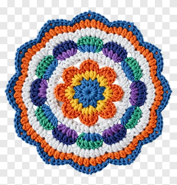 Colorful Crochet Mandala PNG