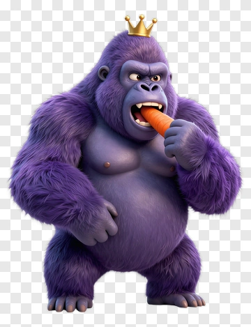 3D Gorilla Eating A Carrot PNG