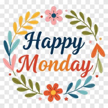 Happy Monday Floral Wreath PNG