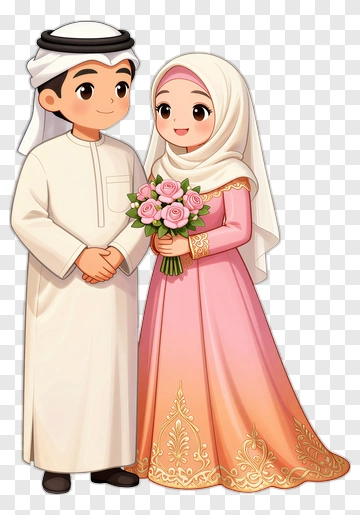 Cartoon Couple Holding A Bouquet Of Roses PNG