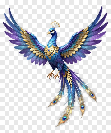 Colorful Phoenix With Majestic Wings PNG