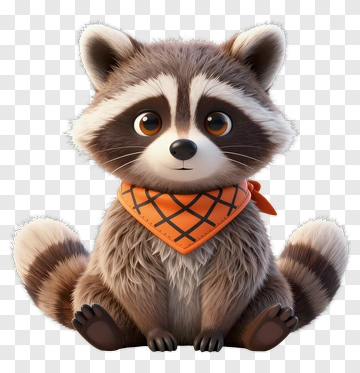 Cartoon Raccoon With An Orange Bandana PNG