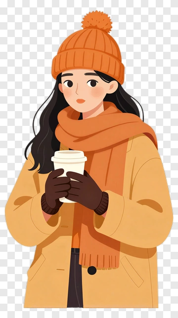 Cartoon Woman Holding A Coffee Cup PNG