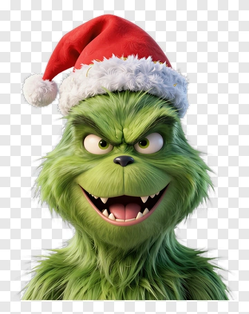 Cartoon Grinch Wearing A Santa Hat PNG