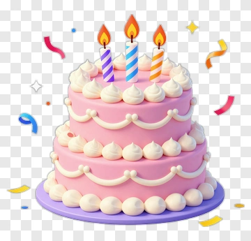 Birthday Cake With Candles And Confetti PNG