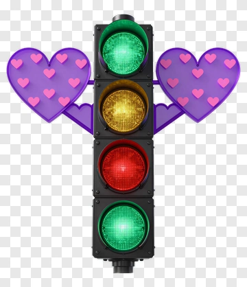 Traffic Light With Heart Decorations PNG