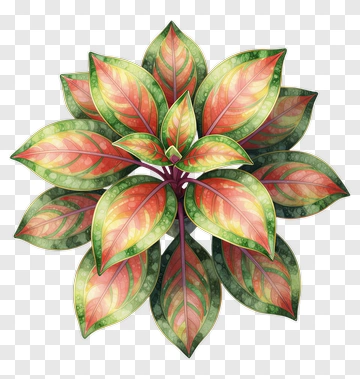 Colorful Plant With Green And Red Leaves PNG