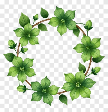 Floral Wreath With Green Leaves PNG