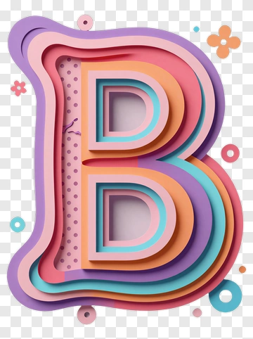 Colorful Paper Cut Letter B PNG