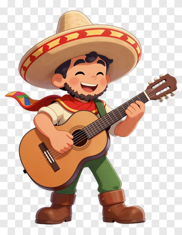 Cartoon Musician Playing Guitar PNG