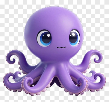 Cute Cartoon Purple Octopus PNG