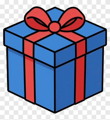 Blue Gift Box With Red Ribbon PNG