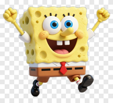 Happy Spongebob Squarepants Jumping With Excitement PNG