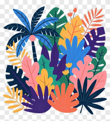 Colorful Tropical Foliage Arrangement PNG