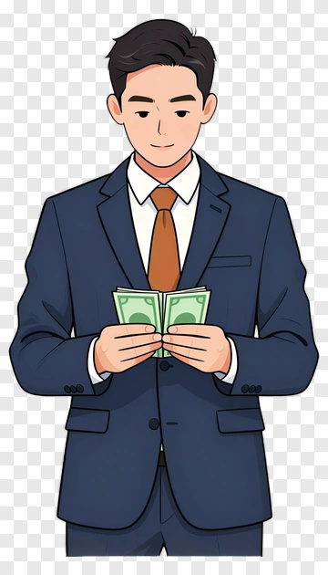 Businessman Holding Cash PNG