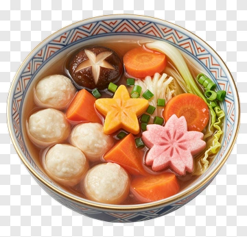 Colorful Bowl Of Soup With Decorative Ingredients PNG