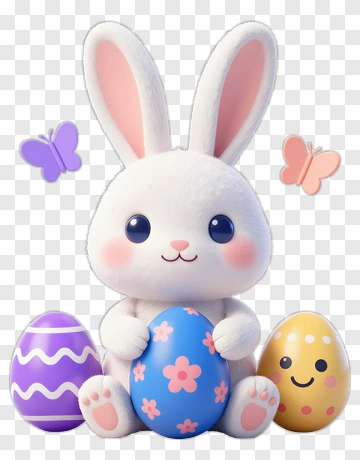 Cute Bunny Holding An Easter Egg PNG