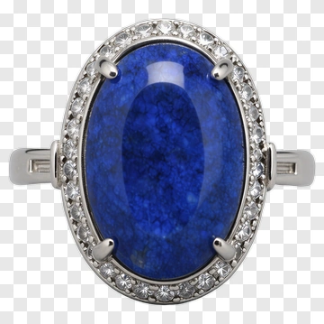 Blue Gemstone Ring With Silver Setting PNG