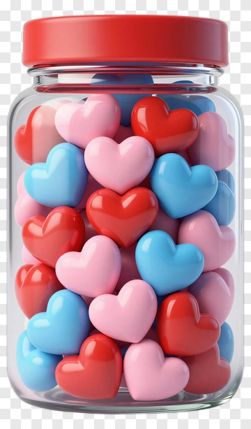 Colorful Heart Candy Jar PNG