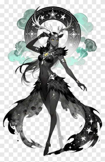 Elegant Fantasy Character With Antlers PNG
