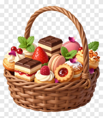 Colorful Candy Basket Filled With Treats PNG