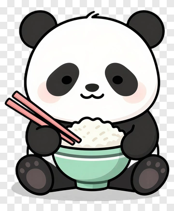 Cartoon Panda Eating Rice PNG