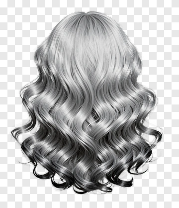 Long Wavy Silver Hair PNG