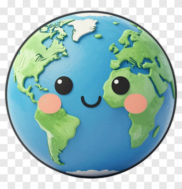 Cartoon Earth With Smiling Face PNG