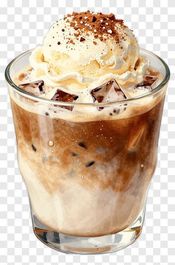 Iced Coffee Dessert With Cream And Chocolate Sprinkles PNG