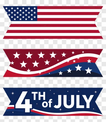 4Th Of July Banners With American Flag And Stars PNG