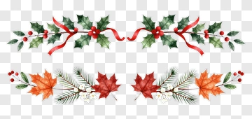 Holiday Floral Garland With Leaves And Berries PNG