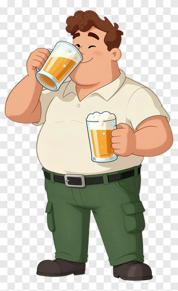 Cartoon Man Holding Beer Mugs PNG