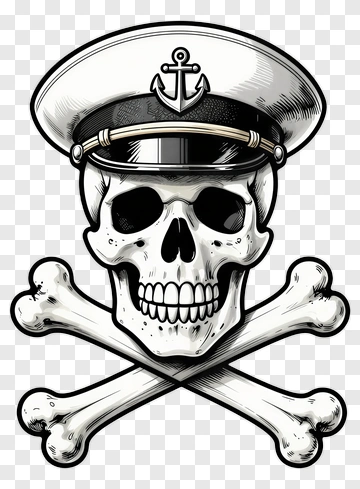 Skull And Crossbones With Captain's Hat PNG