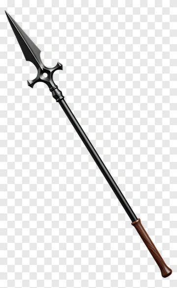 Black Spear With Wooden Handle PNG