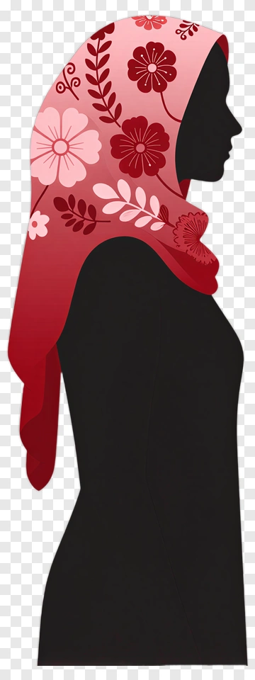 Silhouette Woman Wearing A Floral Headscarf PNG