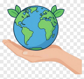 Hand Holding A Globe With Green Leaves PNG