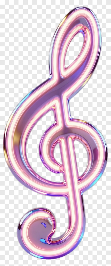 Neon Treble Clef Symbol PNG
