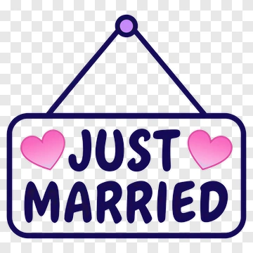 Just Married Sign With Hearts PNG