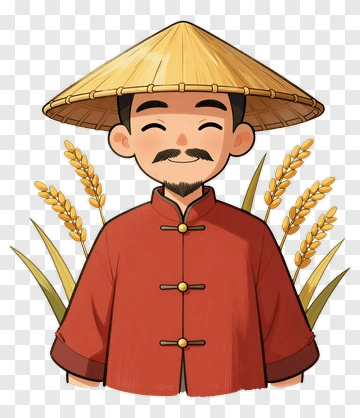 Cartoon Farmer With Wheat PNG
