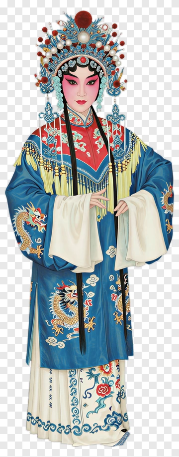 Traditional Chinese Opera Performer In Elaborate Costume PNG