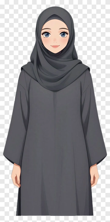 Cartoon Woman Wearing A Black Hijab PNG