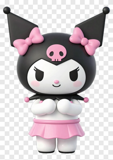 Kawaii Character With Skull And Bows PNG