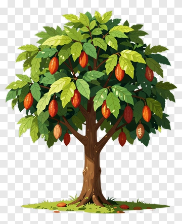 Colorful Cocoa Tree With Fruits PNG