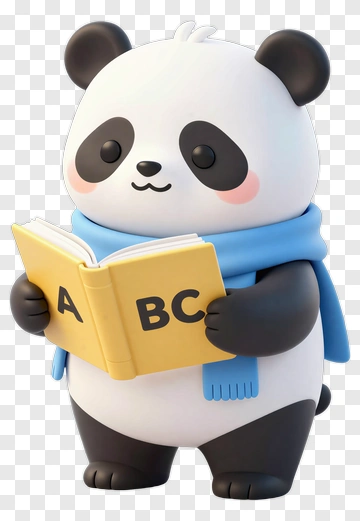 Cartoon Panda Holding A Book PNG