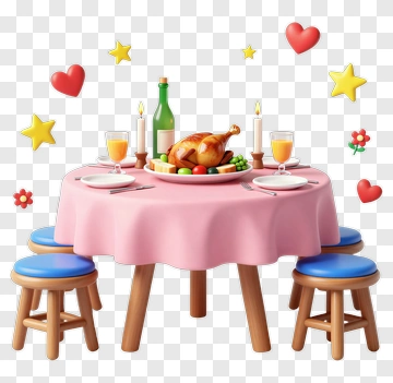 Thanksgiving Dinner Table With Roast Chicken PNG