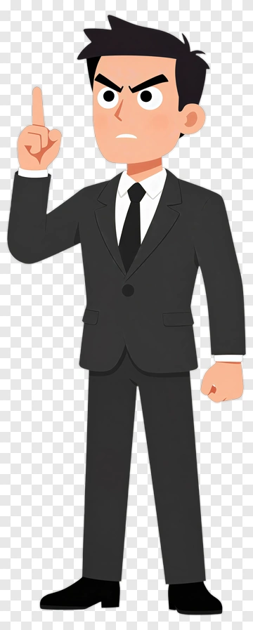 Cartoon Businessman Gesturing With Raised Finger PNG