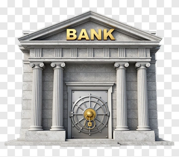 Bank Building With Vault Door PNG