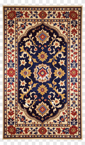 Ornate Floral Area Rug PNG
