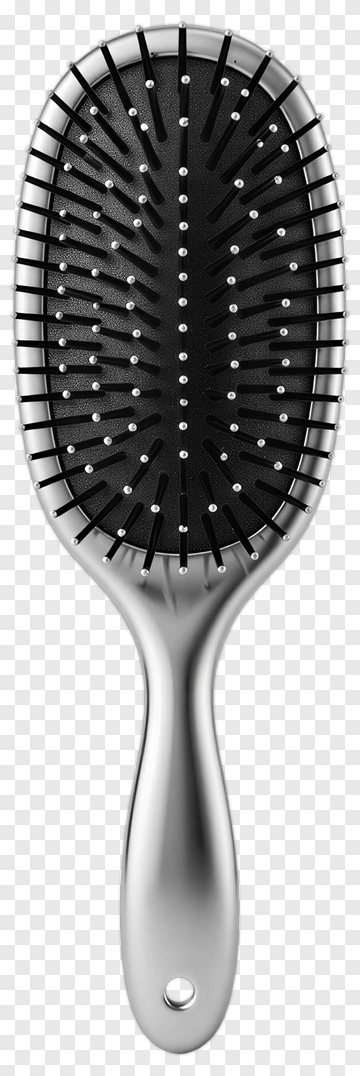 Hair Brush With A Silver Handle PNG