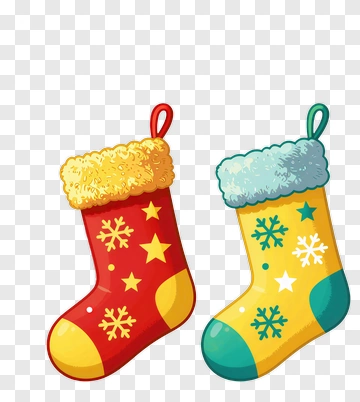 Colorful Christmas Stockings With Snowflakes And Stars PNG